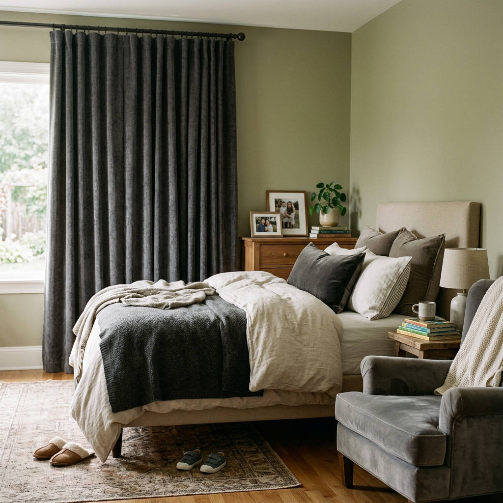 Caelith Textured Pattern Cotton Blend Curtain
